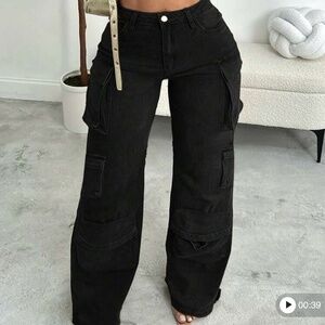 Black cargo jeans